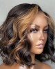 Blonde Mix Loose Wave 5x5 Closure HD Lace Glueless Side Part Short Wig 100% Human Hair Blonde Mix Loose Wave 5x5 Closure HD Lace Glueless Side Part Short Wig 100% Human Hair