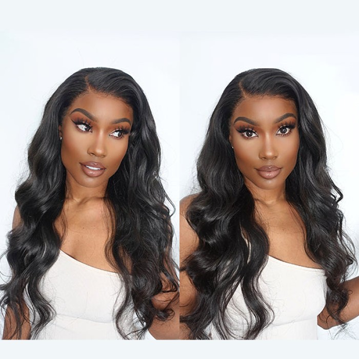 Natural Black Body Wave 13x4 Frontal HD Lace Side Part Long Wig 100% Human Hair Natural Black Body Wave 13x4 Frontal HD Lace Side Part Long Wig 100% Human Hair