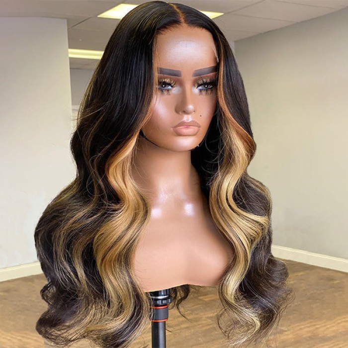Blonde Highlight Big Loose Wave 5x5 Closure HD Lace Glueless Mid Part Wig 100% Human Hair Blonde Highlight Big Loose Wave 5x5 Closure HD Lace Glueless Mid Part Wig 100% Human Hair