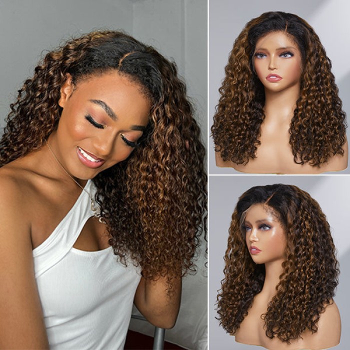 4C Edges Kinky Edges Ombre Brown Deep Wave 13x4 Frontal HD Lace Side Part Long Wig 100% Human Hair 4C Edges Kinky Edges Ombre Brown Deep Wave 13x4 Frontal HD Lace Side Part Long Wig 100% Human Hair