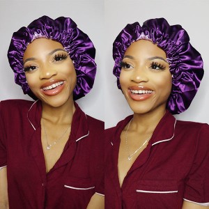 Double Layer Women's Hair Care Soft Hat Double-Sided Silk Satin Night Cap