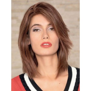Medium Length Wigs 14" Straight Brown Bobs Beautiful Human Hair Wigs