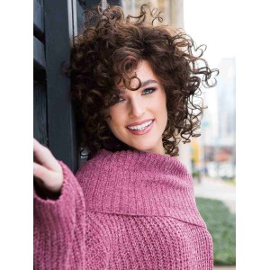 12" Curly Dark Brown Base With Light Reddish Brown Highlights Human Hair Lace Front Wigs With Volume And Beautiful Curls 12" Curly Dark Brown Base With Light Reddish Brown Highlights Human Hair Lace Front Wigs With Volume And Beautiful Curls