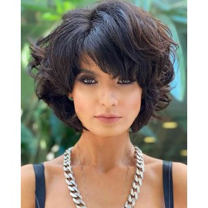 Natural Black Thick Wavy Short Human Hair Wigs Natural Black Thick Wavy Short Human Hair Wigs