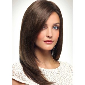Long Natural Straight Layered Human Hair Woman Wig 18 Inches Long Natural Straight Layered Human Hair Woman Wig 18 Inches