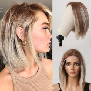 Affordable Brown Human Hair Wig With Blonde Highlights Affordable Brown Human Hair Wig With Blonde Highlights