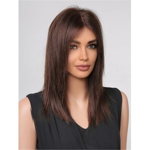 Dark Brown Human Hair Middle Part Transparent 13×4 Lace Front Wigs Dark Brown Human Hair Middle Part Transparent 13×4 Lace Front Wigs