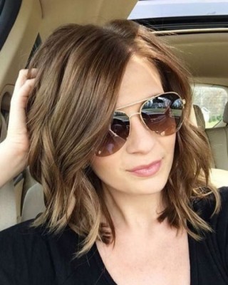 Loose Wavy Ends Brown Hair Wigs For Women