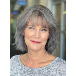 12" Fashionable Gray Human Hair Wigs For Older Ladies 12" Fashionable Gray Human Hair Wigs For Older Ladies
