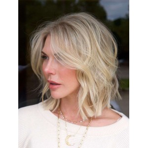 Loosely Wavy Blonde Bob Style Human Hair Wigs Loosely Wavy Blonde Bob Style Human Hair Wigs