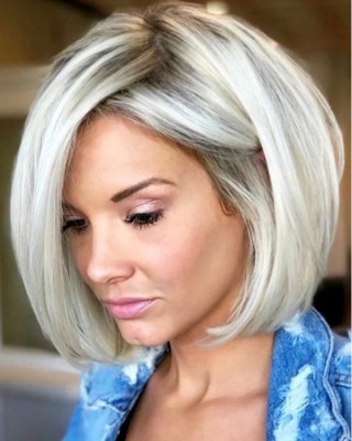 12" Gray Short Bob Human Hair Wigs