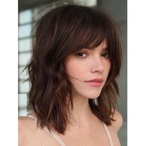 14" Brown Medium Wavy Human Hair Wigs 14" Brown Medium Wavy Human Hair Wigs