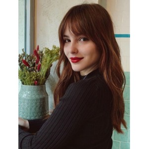 22" Long Straight Capless Human Hair Wigs With Bangs 22" Long Straight Capless Human Hair Wigs With Bangs