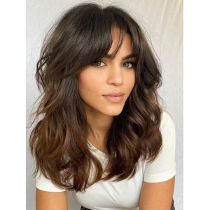 150% Density Long Wavy Capless Human Hair Wigs With Bangs 150% Density Long Wavy Capless Human Hair Wigs With Bangs