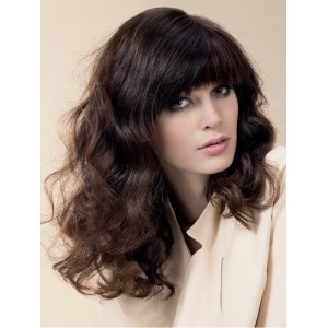 20" 150% Brown Long Wavy Human Hair Wigs 20" 150% Brown Long Wavy Human Hair Wigs
