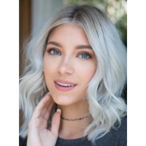 14" Wavy Platinum Blonde Bobs Popular Bob Wigs 14" Wavy Platinum Blonde Bobs Popular Bob Wigs