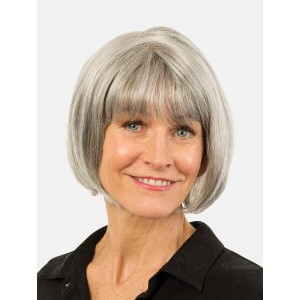 10" Chin Length Gray Straight Human Hair Bob Wigs 10" Chin Length Gray Straight Human Hair Bob Wigs