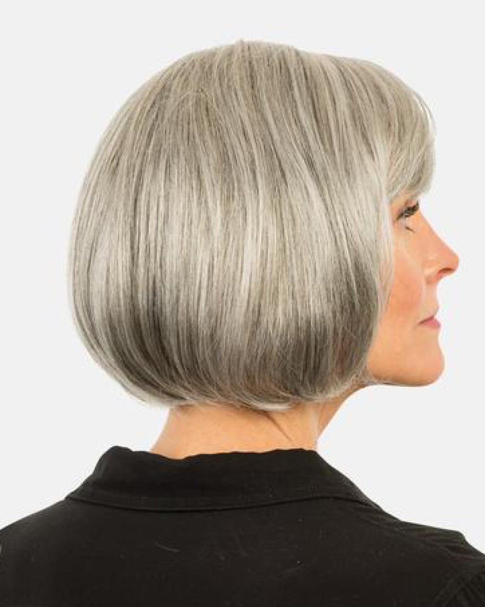 10" Chin Length Gray Straight Human Hair Bob Wigs