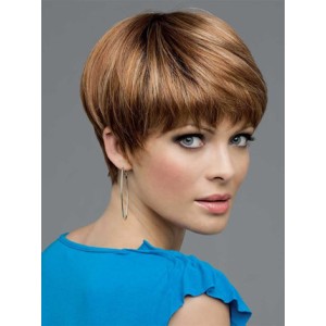 8" Brown Short Straight Human Hair Wig 8" Brown Short Straight Human Hair Wig