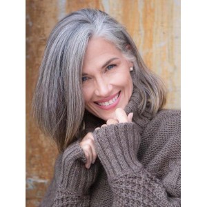 14" White-Black Straight Mid-Length Human Hair 14" White-Black Straight Mid-Length Human Hair