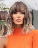 100% Real Hair Wavy Curly Bob Wigs with Bangs for Women 100% Real Hair Wavy Curly Bob Wigs with Bangs for Women