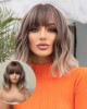 100% Real Hair Wavy Curly Bob Wigs with Bangs for Women 100% Real Hair Wavy Curly Bob Wigs with Bangs for Women