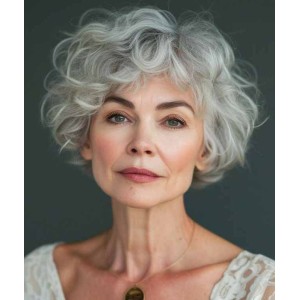 White Real Hair Wigs for Older Ladies