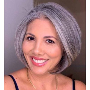 Grey Real Hair Bob Wigs for Ladies Grey Real Hair Bob Wigs for Ladies