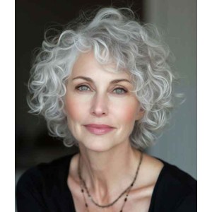 White Grey Real Human Hair Wigs for Older Ladies White Grey Real Human Hair Wigs for Older Ladies