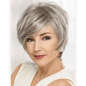 True Short Layers Platinum Gray Human Hair Wig True Short Layers Platinum Gray Human Hair Wig