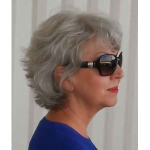 Short Loose Wavy Grey Real Hair Wigs for Ladies Short Loose Wavy Grey Real Hair Wigs for Ladies
