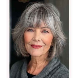 Silver Human Hair Wigs Bob Style