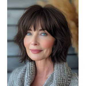 Chin Length Dark Brown Real Hair Wigs Chin Length Dark Brown Real Hair Wigs