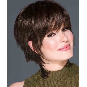Layered Real Hair Wig Short Brown Pixie Cut for Women Layered Real Hair Wig Short Brown Pixie Cut for Women