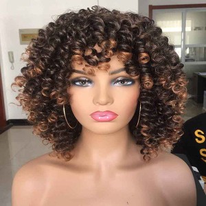 Big Bouncy Fluffy Kinky Curly Wig for Black Women with Bangs Big Bouncy Fluffy Kinky Curly Wig for Black Women with Bangs