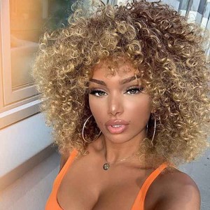 Kinky Brown Mixd Blonde Afro Wigs for Black Women Kinky Brown Mixd Blonde Afro Wigs for Black Women