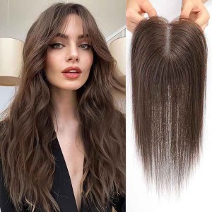 100% Real Human Hair Hand-Tied Swiss Lace Toppers with No Bangs for Hair Lossing/Thinning