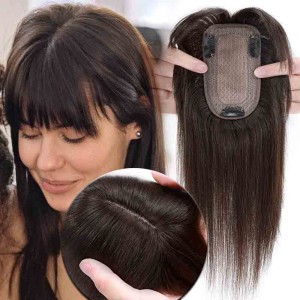 Real Remy Hair Toppers for Women  7 * 13CM Silk Base with Bangs Real Remy Hair Toppers for Women  7 * 13CM Silk Base with Bangs