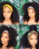 Natural Black Jerry Curly No Lace Glueless Free Part Long Headband Wig 100% Human Hair (Get Free Trendy Headbands) Natural Black Jerry Curly No Lace Glueless Free Part Long Headband Wig 100% Human Hair (Get Free Trendy Headbands)