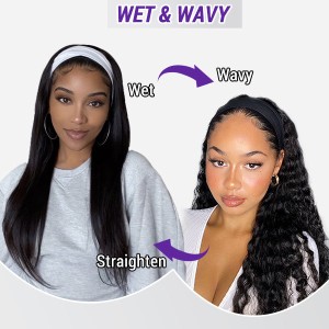 Wet And Wavy | Throw On \u0026 Go Water Wave Glueless Long Headband Wig 100% Human Hair (Get Free Trendy Headbands) Wet And Wavy | Throw On \u0026 Go Water Wave Glueless Long Headband Wig 100% Human Hair (Get Free Trendy Headbands)