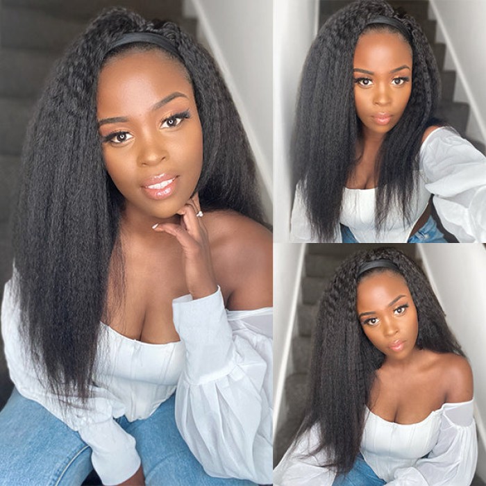Put On \u0026 Go Glueless Kinky Straight Headband Long Wig 100% Human Hair (Get Free Trendy Headbands) Put On \u0026 Go Glueless Kinky Straight Headband Long Wig 100% Human Hair (Get Free Trendy Headbands)