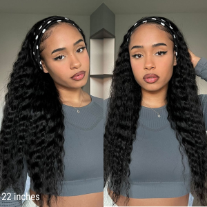 Boho-Chic | Throw On \u0026 Go Flowy Bohemian Curly Headband Long Wig 100% Human Hair (Get Free Trendy Headband) Boho-Chic | Throw On \u0026 Go Flowy Bohemian Curly Headband Long Wig 100% Human Hair (Get Free Trendy Headband)