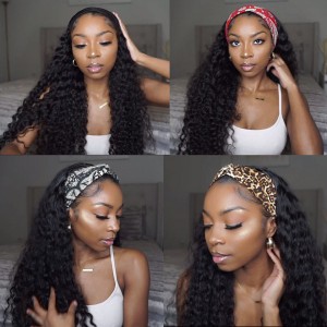 Curly Headband Wigs For Black Women Human Hair Wigs