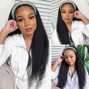 100% Human Hair Headband Wig Yaki Straight Hair Wigs Half Wig 100% Human Hair Headband Wig Yaki Straight Hair Wigs Half Wig