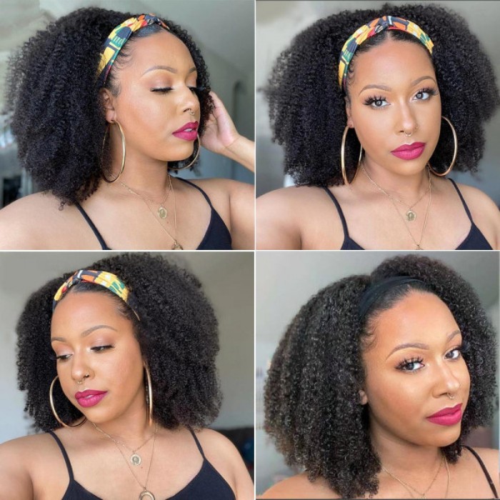 Coily Curly Half Wig With Headband Curly Afro Wig Headband Wig Coily Curly Half Wig With Headband Curly Afro Wig Headband Wig