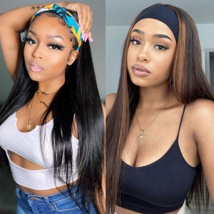 Headband Wig Virgin Human Hair Straight Hair Wigs Fashion Half Wig Headband Wig Virgin Human Hair Straight Hair Wigs Fashion Half Wig