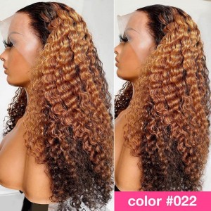 Lytinroop Highlight Human Hair Lace Front Wigs Deep Wave Ombre Lace Front Wigs