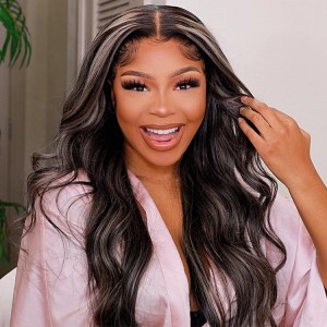 Lytinroop Original Platinum Blonde Highlights Straight Mixed Color Human Hair Wigs