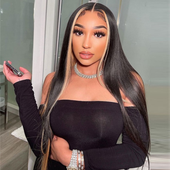 Lytinroop Blonde Skunk Stripe Hair Natural Body Wave Hairstyle Lace Wigs for Women Lytinroop Blonde Skunk Stripe Hair Natural Body Wave Hairstyle Lace Wigs for Women