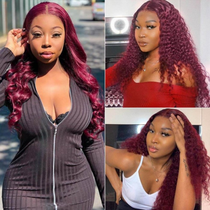 Lytinroop New 99J Lace Frontal Wigs Afordable Human Hair Burgundy Wigs Lytinroop New 99J Lace Frontal Wigs Afordable Human Hair Burgundy Wigs